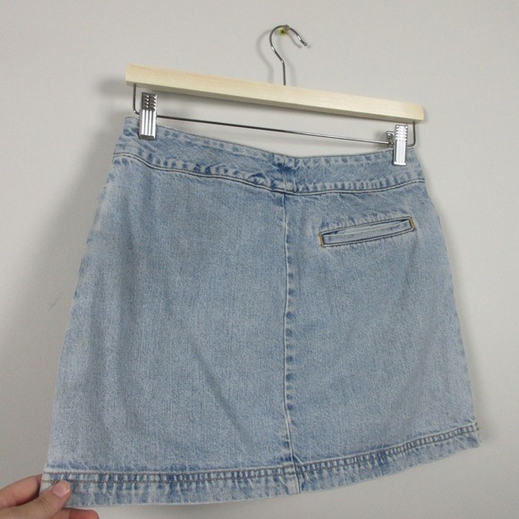 GAP Denim Mini Micro Skirt 4 Blue 100% Cotton Pockets Casual Brat Y2K Vtg 310 - Picture 2 of 12
